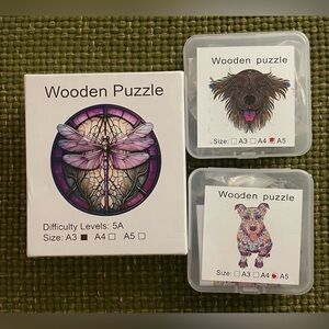 Wooden Puzzles (3) - Dragonfly & Dogs